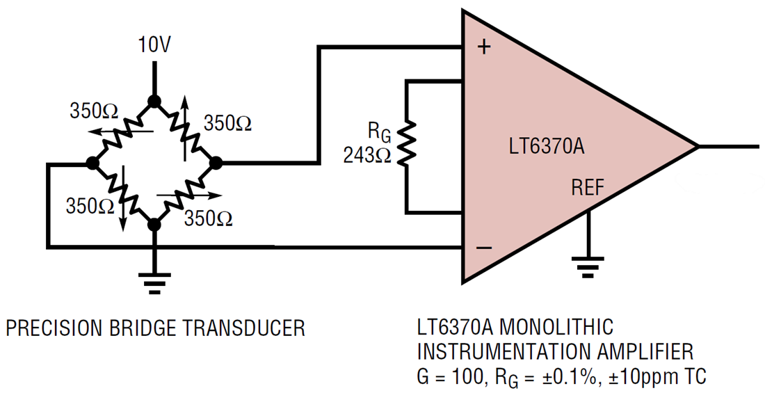 Application Circuit Diagram - Analog Devices Inc. LT6370 Low Noise Instrumentation Amplifier Application Circuit Diagram - Analog Devices Inc. LT6370 Low Noise Instrumentation Amplifier