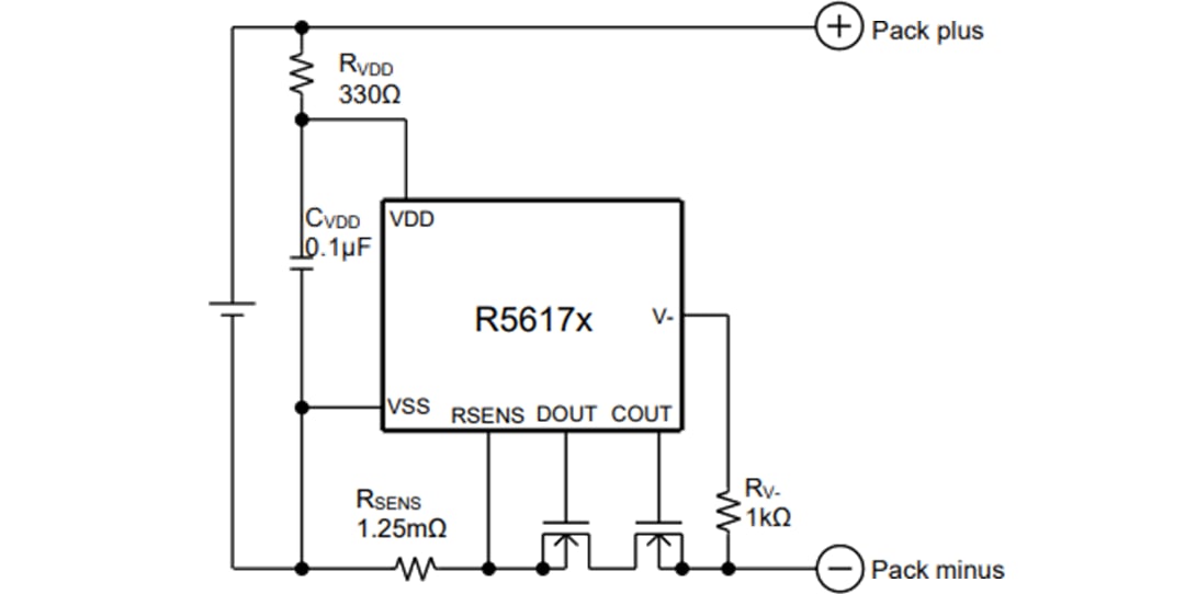 Application Circuit Diagram - Nisshinbo R5617 Series Battery Protection ICs Application Circuit Diagram - Nisshinbo R5617 Series Battery Protection ICs