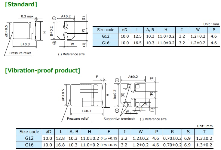 Mechanical Drawing - Panasonic ZSU Conductive Polymer Electrolytic Capacitors Mechanical Drawing - Panasonic ZSU Conductive Polymer Electrolytic Capacitors